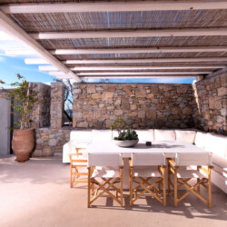 outdoor sitting area at villa ammolite in mykonos