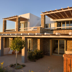 architecture of villa ammolite in mykonos, neutral tones and minimalistic design