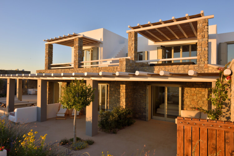 architecture of villa ammolite in mykonos, neutral tones and minimalistic design