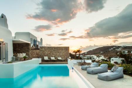 sunset at the beautiful villa jasper with unpecable architecture